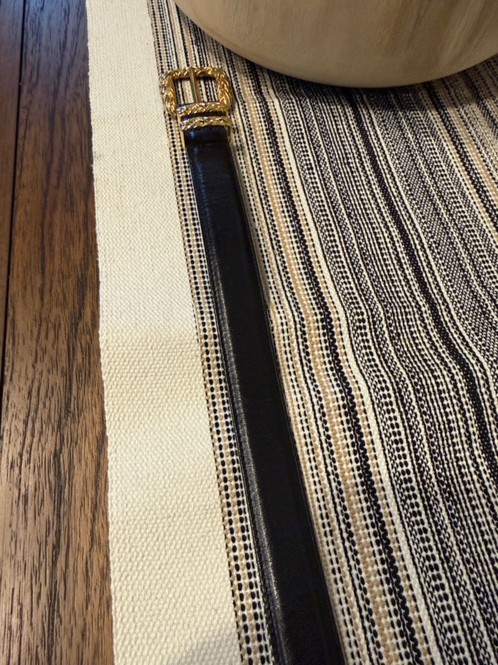 Brighton Black Leather Belt Gold Braided Buckle Size S Classic Statement Belt - Picture 9 of 11